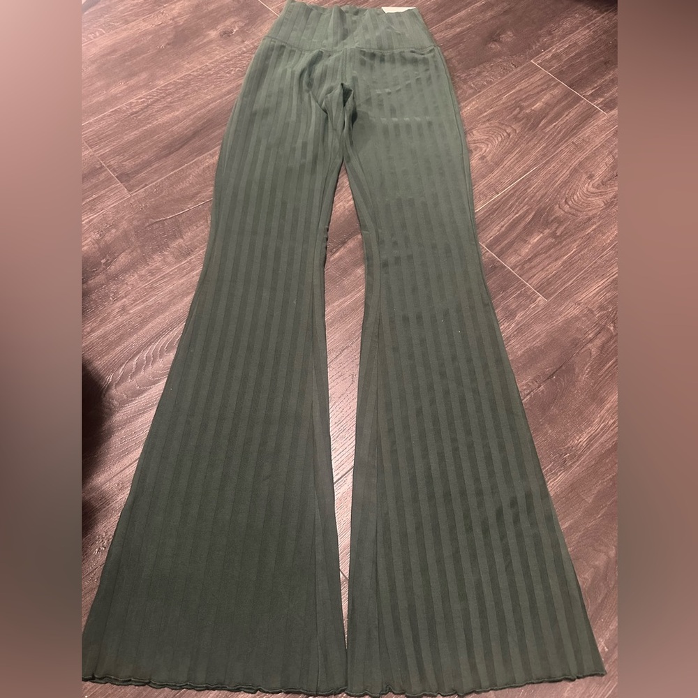 Green flare pants